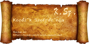 Kozák Szofrónia névjegykártya
